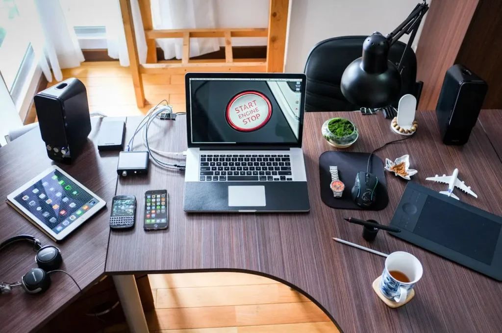 Desk full of the latest technology