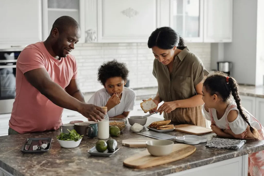 A family enjoying a cozy indoor space