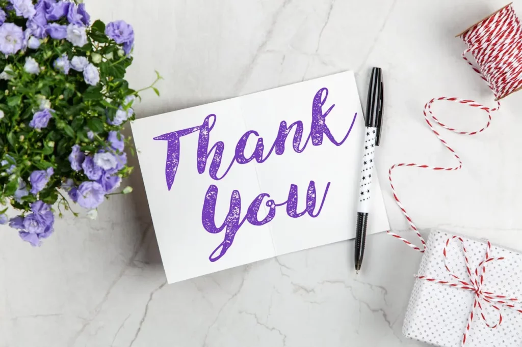 A simple thank-you note sets the stage for a long-term client relationship.